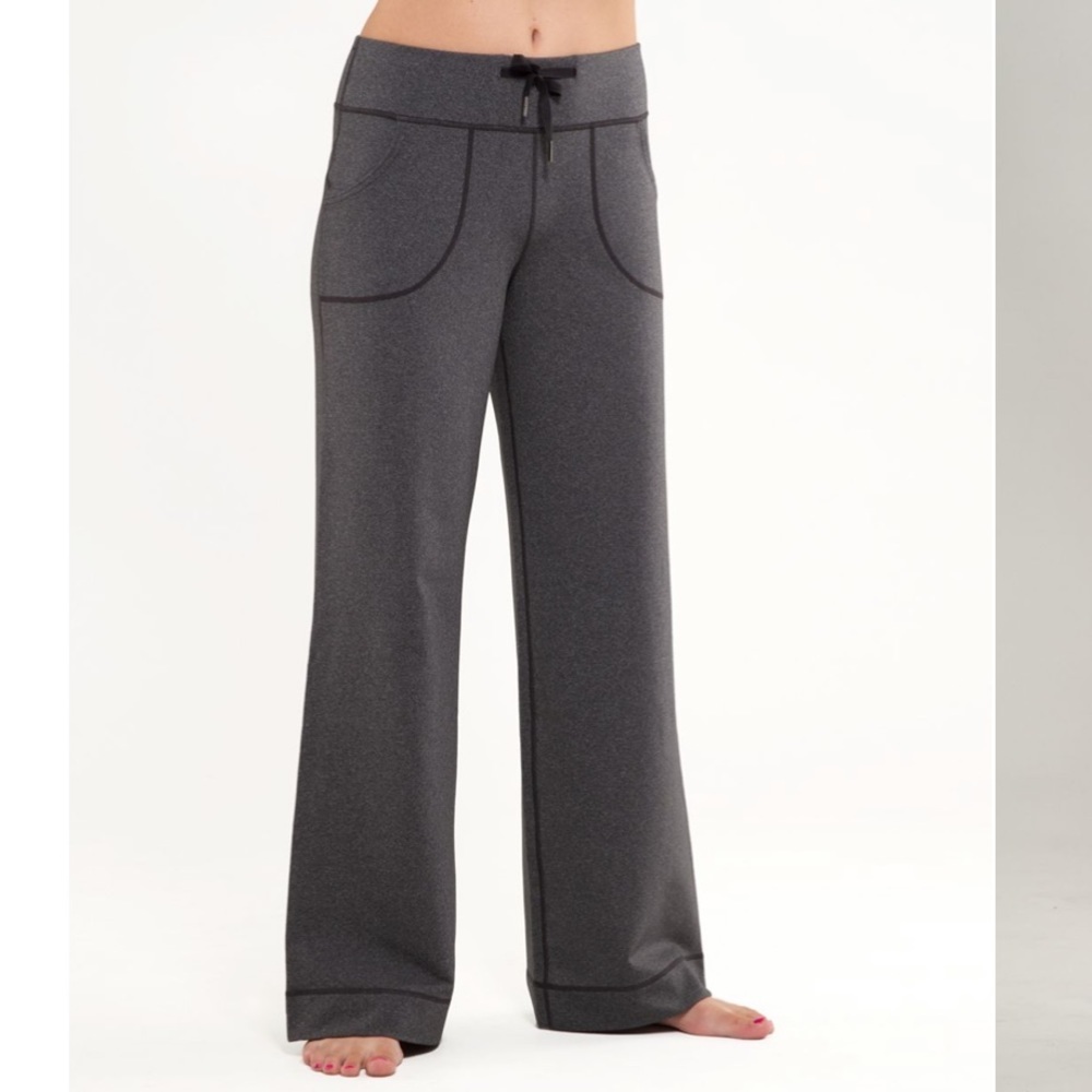 Lululemon STILL Pants Wide Leg Drawstring Pockets Heathered Gray Minimalist Pant